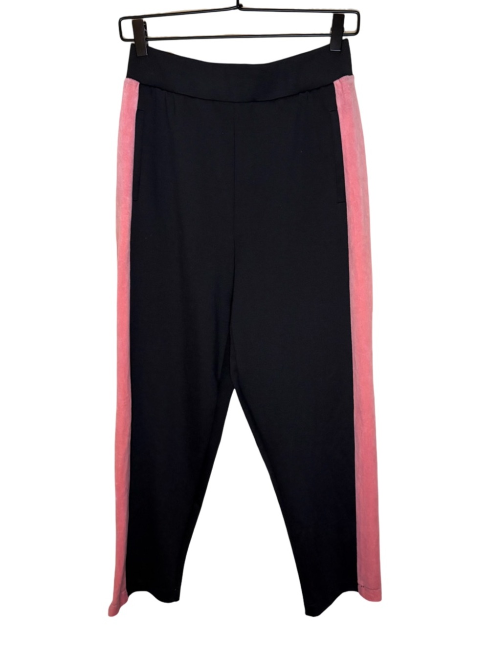 Juicy Couture Black Label Black Pink Velour Side Stripe Dress Pants S NWT